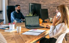 Young people working in a coworking office
