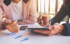 team-chart-accountant-business-paper-talking